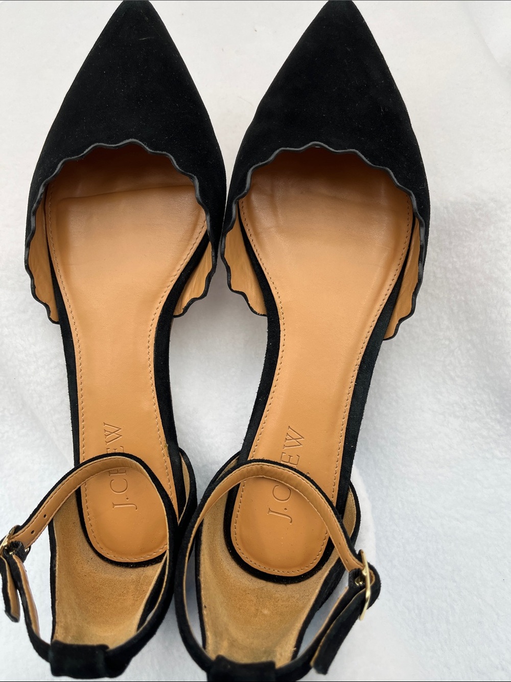 J. Crew Black Scalloped Pointed Ankle-Strap Flats - Picture 10 of 10